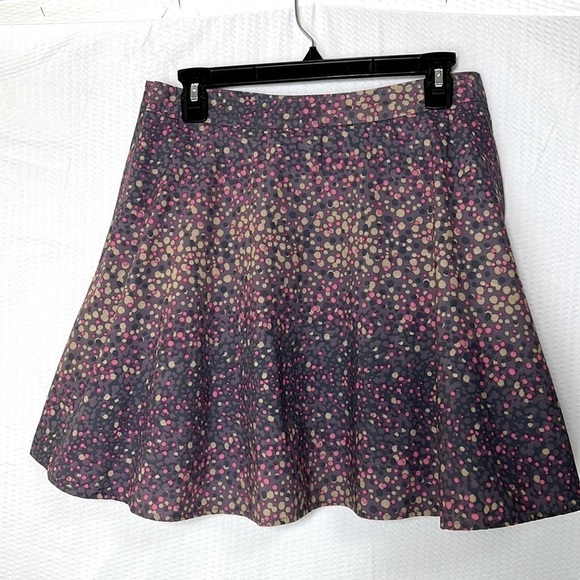 Hinge Nordstrom Gray/Purple w/Pink & Beige Polka Dots Skater A-Line Skirt- Large - Picture 2 of 7